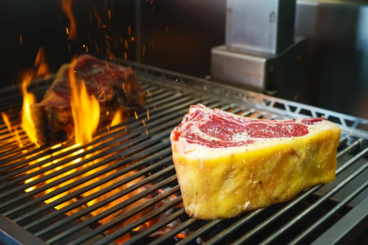 Fuego de la brasa en la cocina